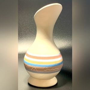 Handmade Pottery Vase Southwest Painted Aztec Artist Initials Numbered HTF Rare